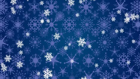 Animation-of-snow-falling-at-christmas-on-blue-background