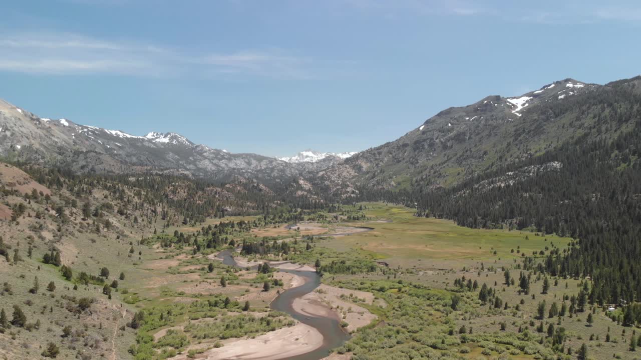 Beautiful aerial shot of the Sierra Nevada mountain range near Sonora Pass.