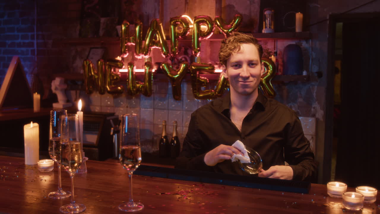 Bartender preparing for New Year's Eve