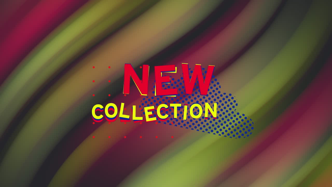 animación del texto de la nueva colección sobre formas sobre fondo negro