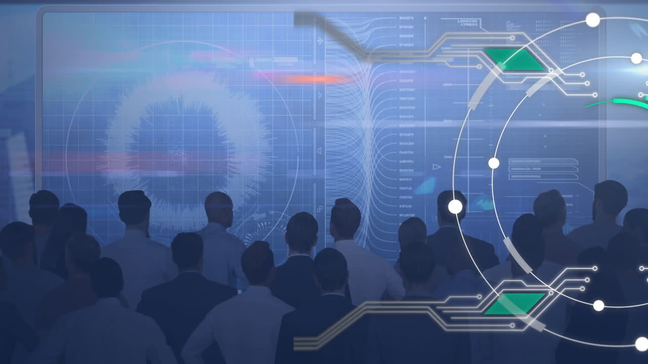 비즈니스 사람들에 대한 디지털 인터페이스의 애니메이션