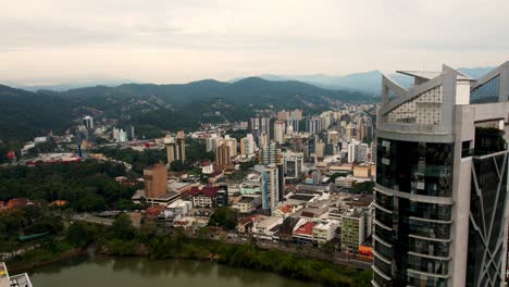 drone flight in a medium size town in brazil