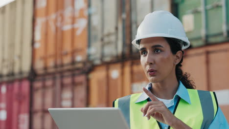 female engineer working at cargo terminal