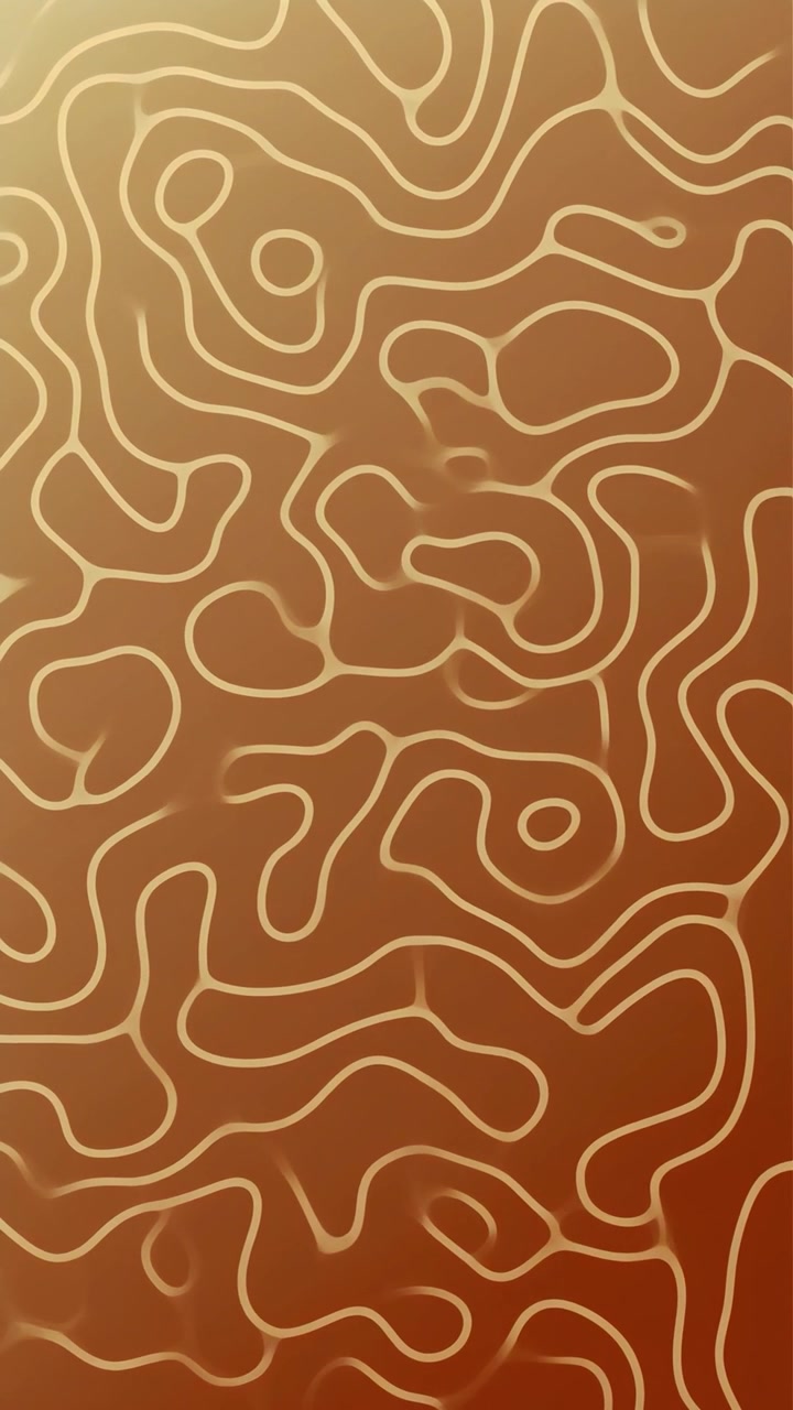 Motivo astratto dinamico di linee dorate fluide su sfondo sfumato marrone