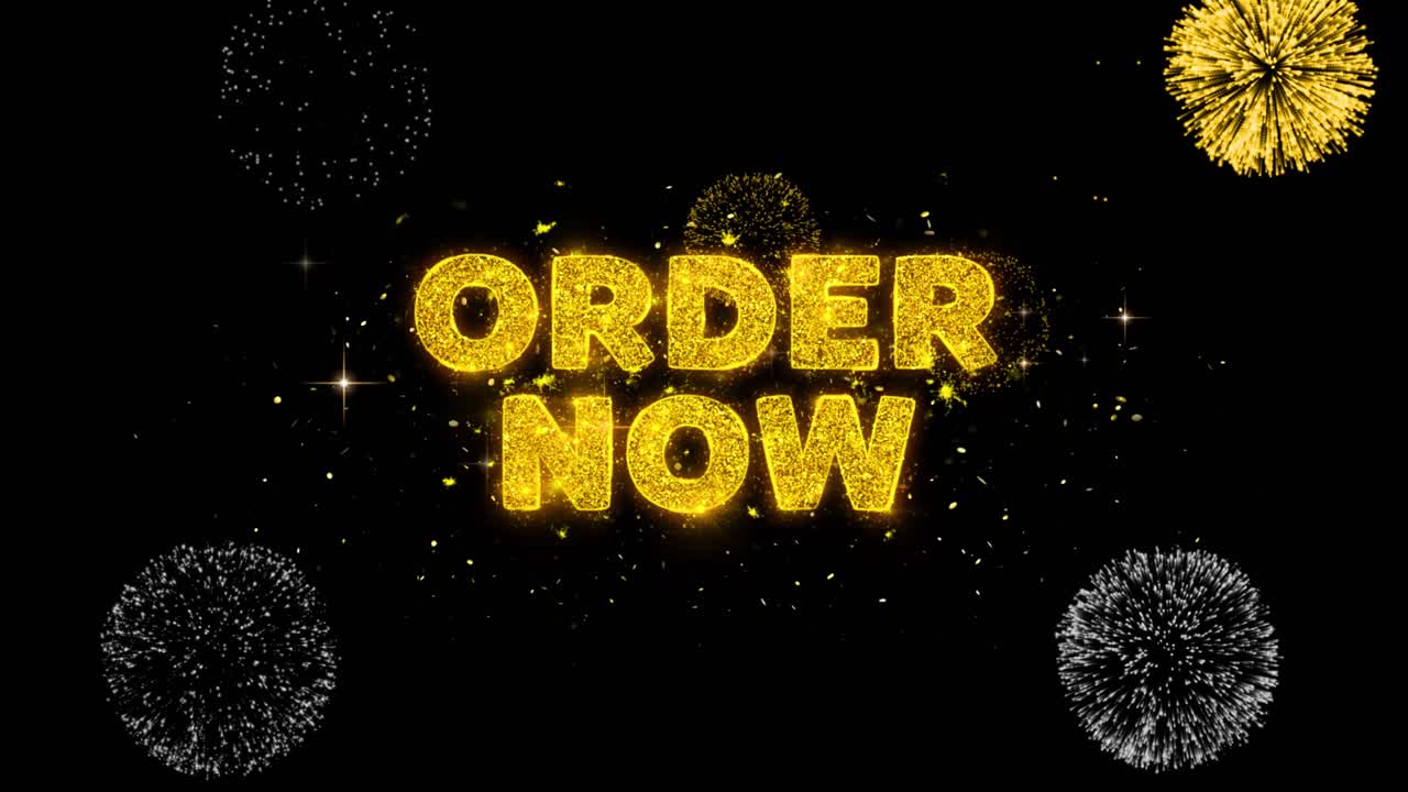 Order Now - Golden Fireworks Text Effect
