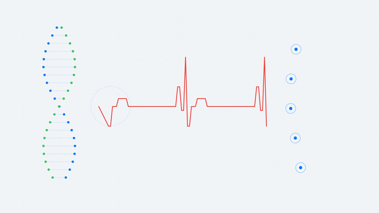 Elica di DNA Animata e Grafica del Monitoraggio del Battito Cardiaco EKG