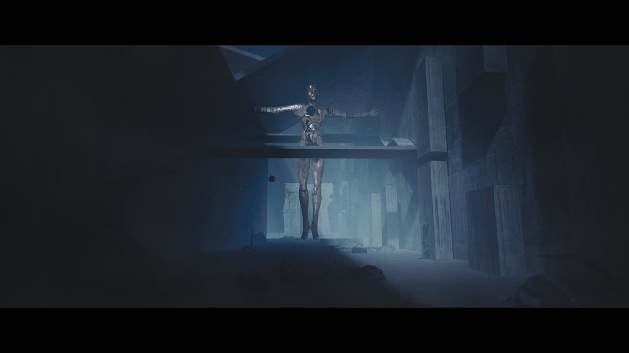 Cyberpunk Figure in a Futuristic Architectural Setting