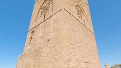 hassan tower against clear blue sky, rabat, morocco