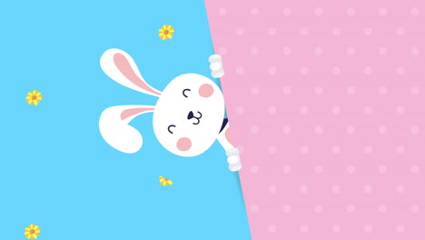 happy easter animated card with rabbit