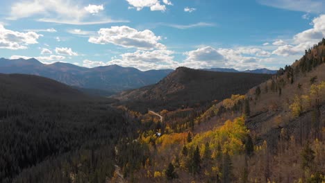 beautiful establishing shot of sunny rocky mountain valley during the fall