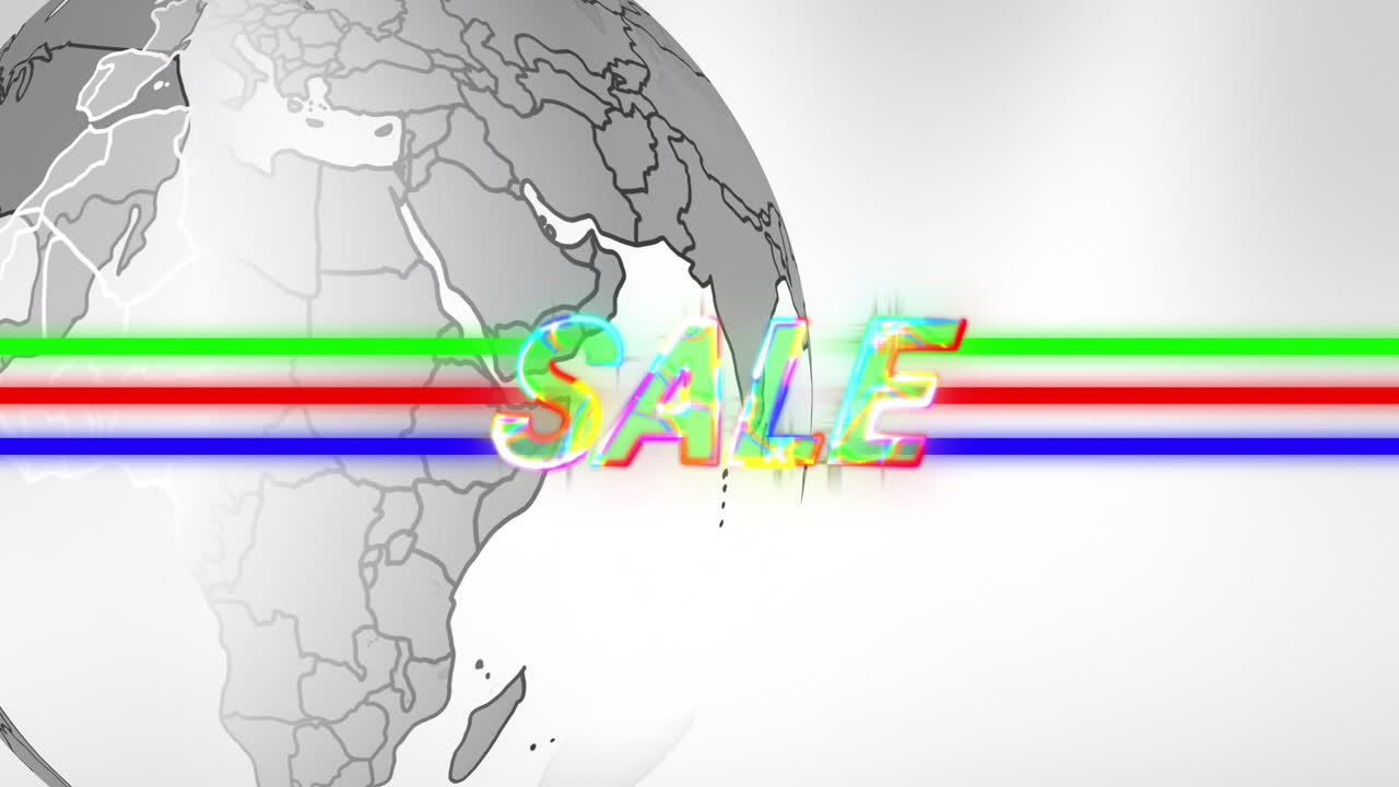 색 배경에 전 세계에 판매 텍스트의 애니메이션