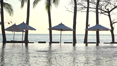 swimming pool and beachfront of tropical resort at