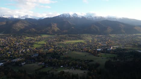 aerial view of zakopane ski town in poland