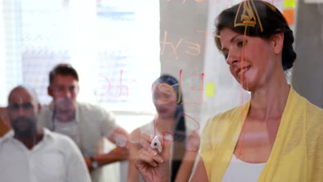 mujer de negocios ocasional presentando sus ideas