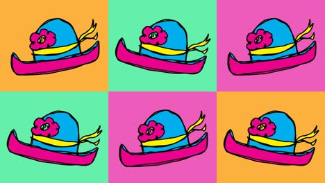 niños dibujando arte pop fondo sin costuras con el tema del sombrero de la mujer