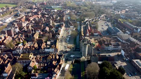 canterbury and the westgate towers from a drone