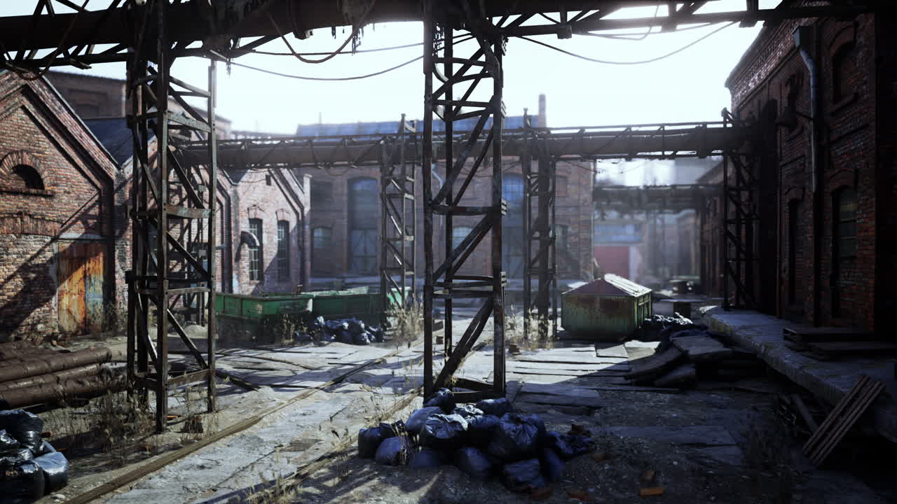 공장에서 버려진 오래된 산업 건물