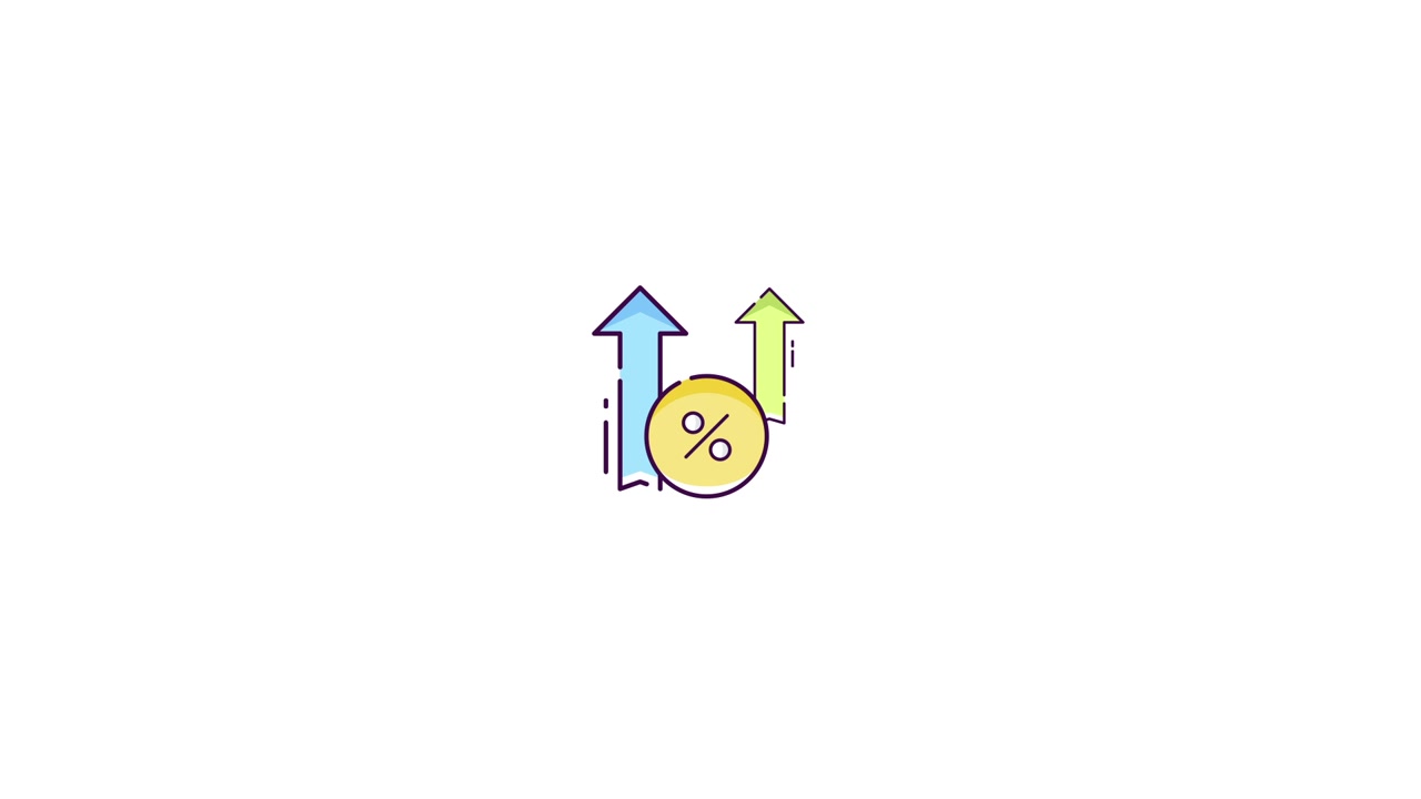 Animated Percentage Icon with Upward Arrows Representing Growth