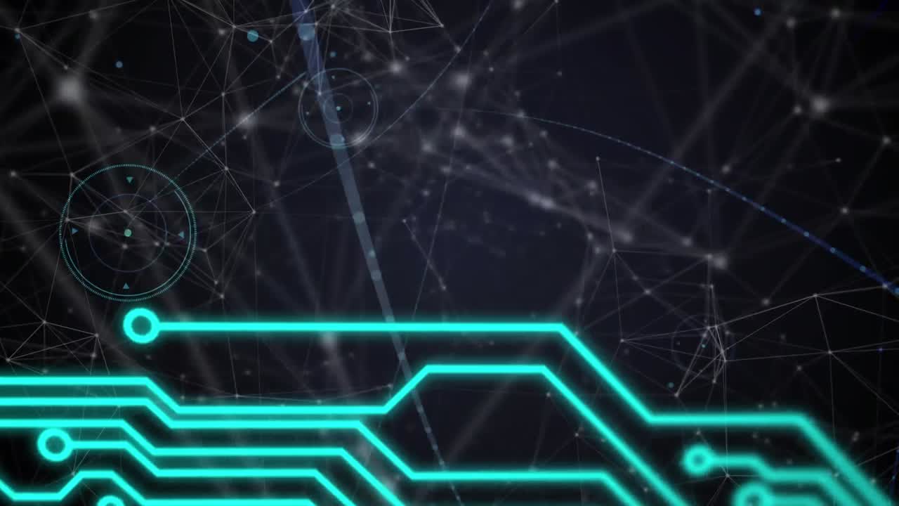 animación de la placa de circuitos y la red de conexiones