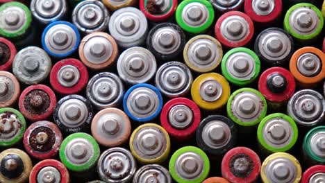 background with used batteries folded in the center types aaa aa top view background with used batteries folded in the center types aaa aa 9 volts top view toxic pollution of the planet earth