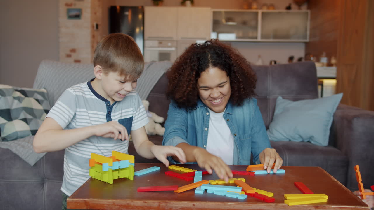Children Playing with Building Blocks