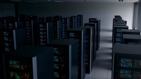 rows of illuminated server racks in a modern data center