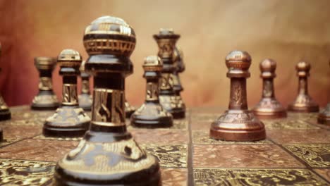 Flight-of-the-camera-between-vintage-chess.-super-macro-close-up