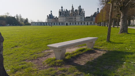 sunny day at chambord castle, france, peaceful mood with nature and old architecture