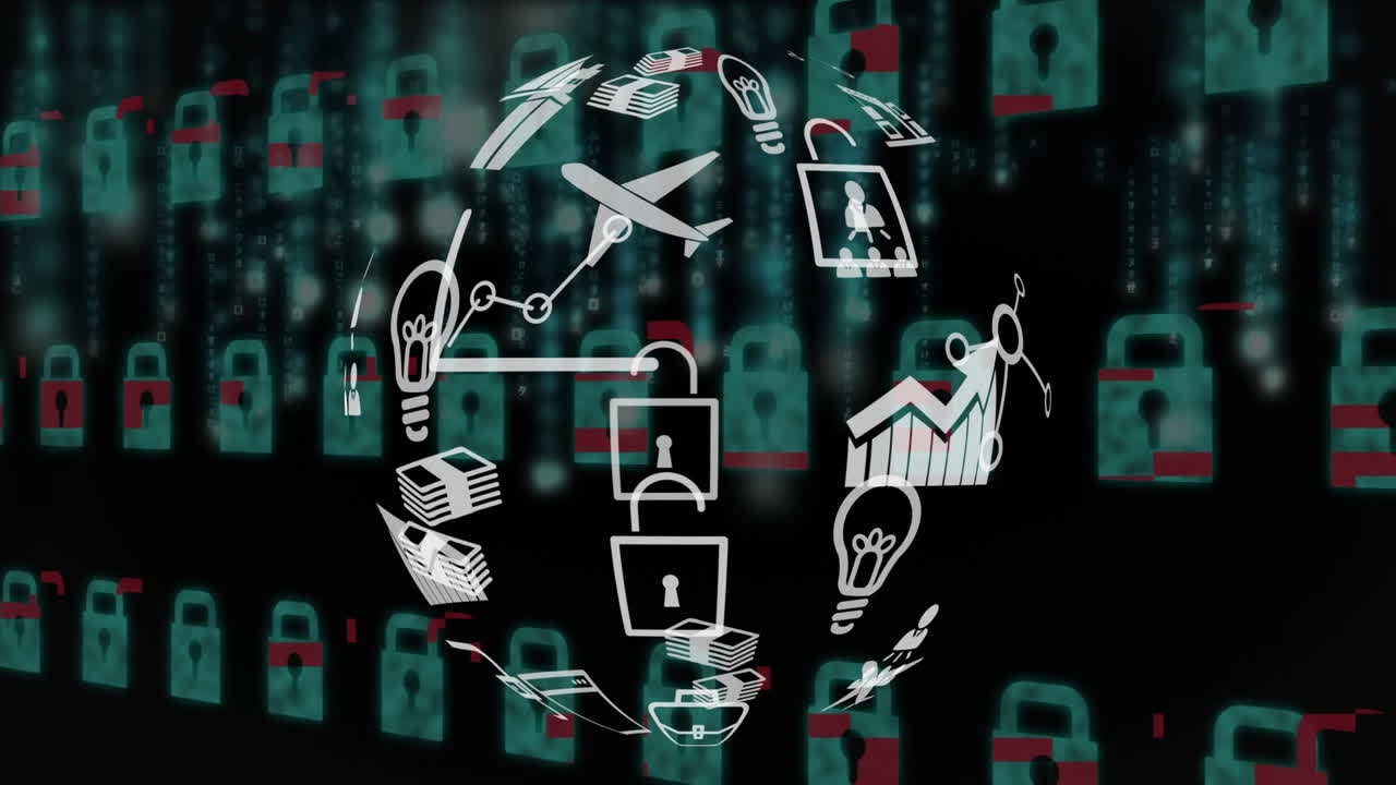 iconos y cerraduras de aplicaciones digitales