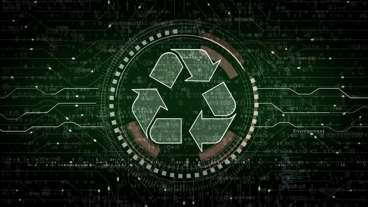 디지털 폐기물 데이터 재활용과 지속 가능한 산업 기호 루프 디지털 개념