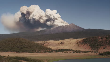 volcano erupting, scenic landscape