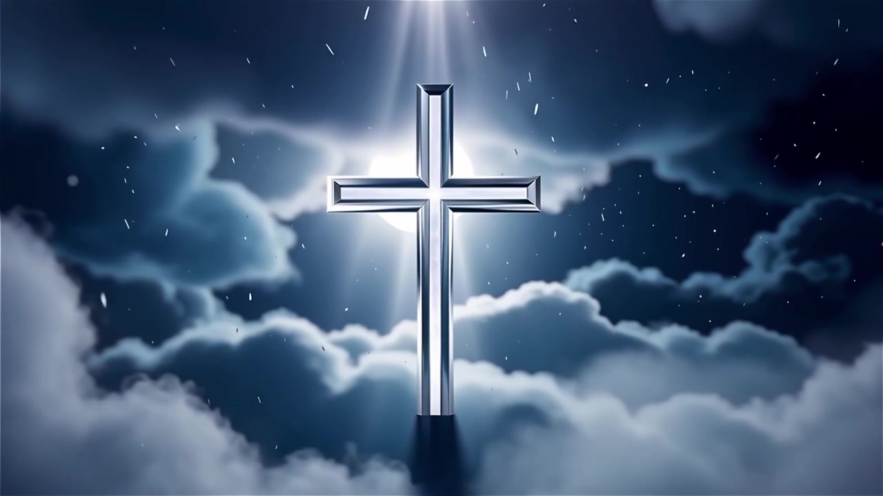 Christian Cross Heavenly Light Worship Background
