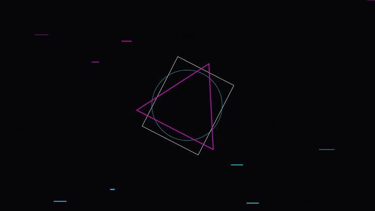 Abstract Geometric Shapes Rotating with Digital Glitch Effects