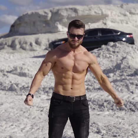 young muscular bearded man