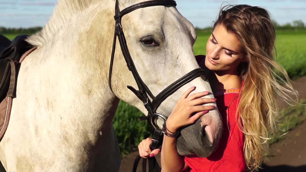 Woman and Horse in a Field