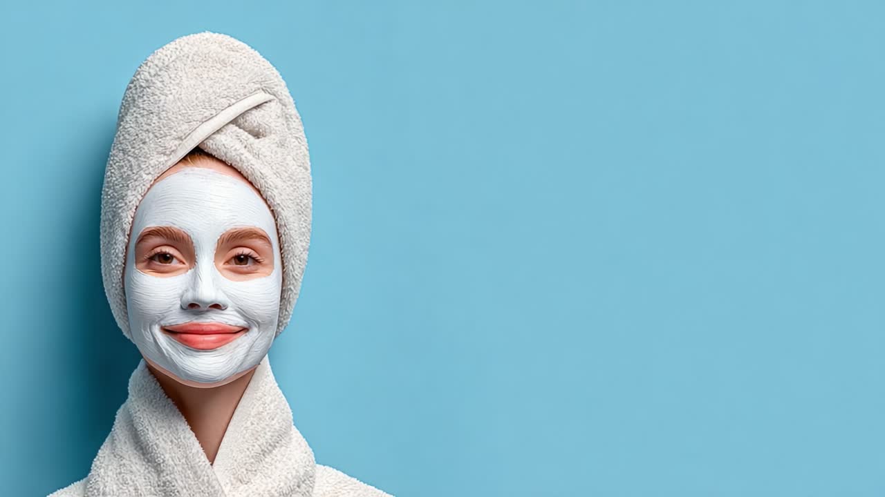 Relaksasi dan Perawatan Diri: Seorang Wanita Menikmati Rutinitas Perawatan Kulit dengan Masker Wajah di Wajahnya, Menangkap Esensi Ketenangan dan Kesehatan