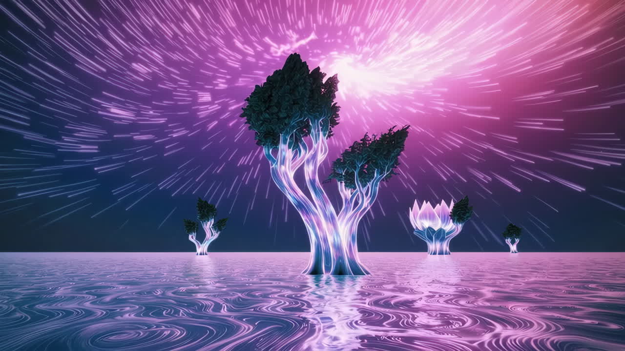 Glowing Trees in a Cosmic Underwater Landscape