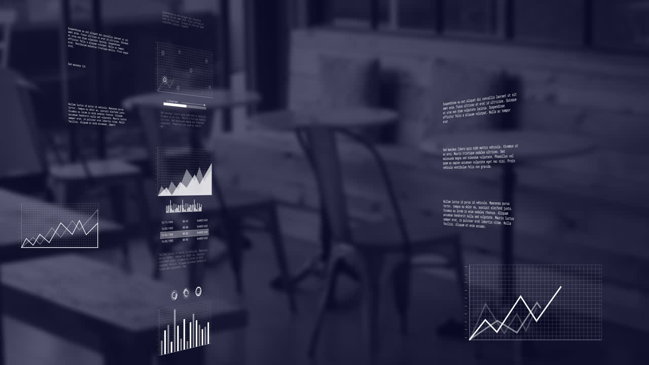 animación de las estadísticas y el procesamiento de datos financieros en el café