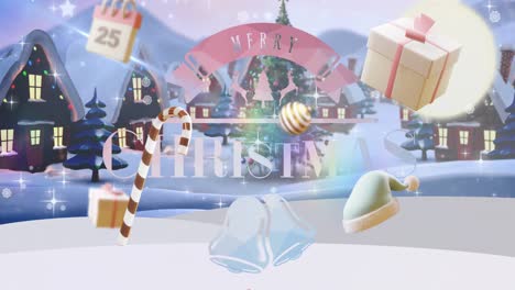Animation-of-christmas-greetings-text,-calendar-with-25-number-date-over-christmas-decorations