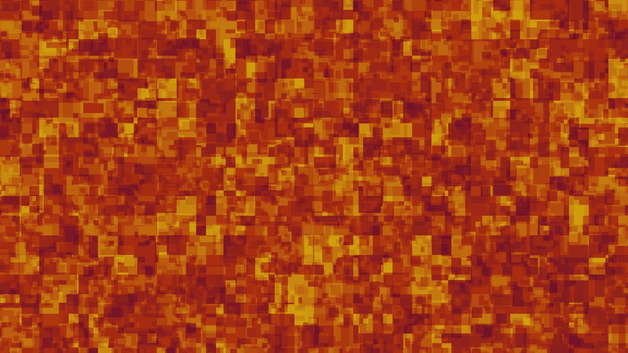 Abstract orange pixel grid shifting animation, loopable digital data noise mosaic, slow motion background