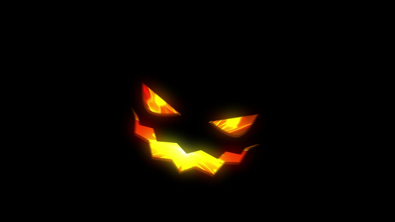 Pumpkin jack o lentern face with lights moving with alpha channel for Halloween concept