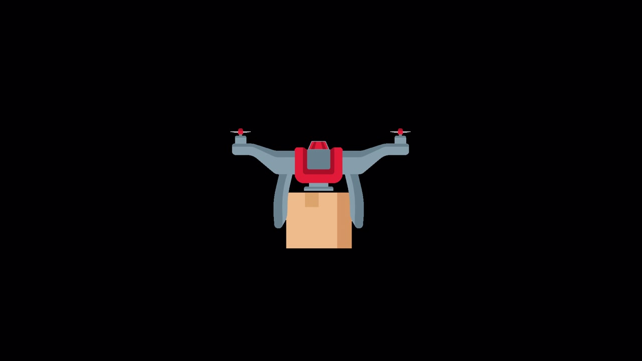 Animated Drone Picking Up a Package for Delivery