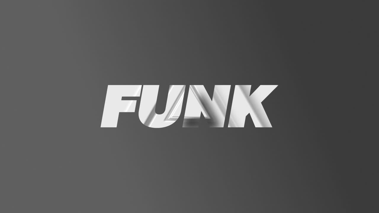 animación de texto funk en fondo gris
