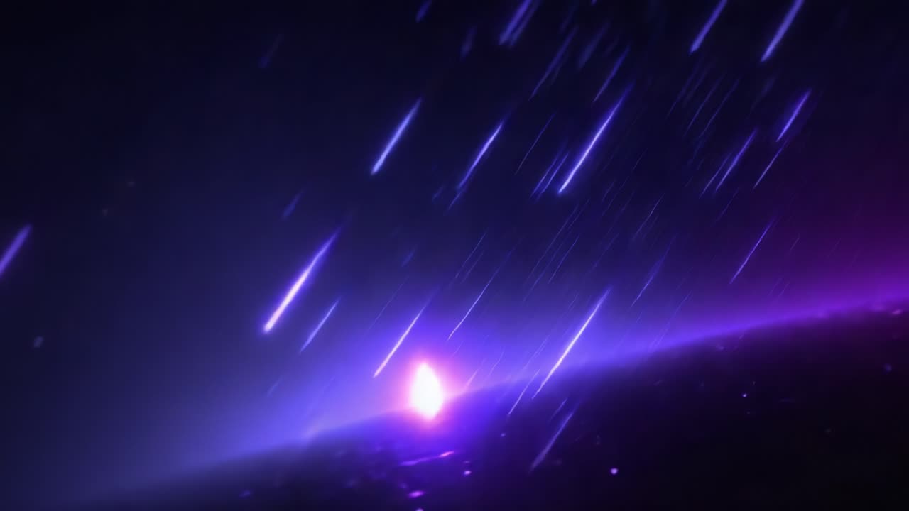 Captivating Visual of Abstract Light Rays Cutting Through a Deep Space Scene, Featuring a Blend of Purples and Blues Against a Dark Background, Evoking a Sense of Cosmic Wonder