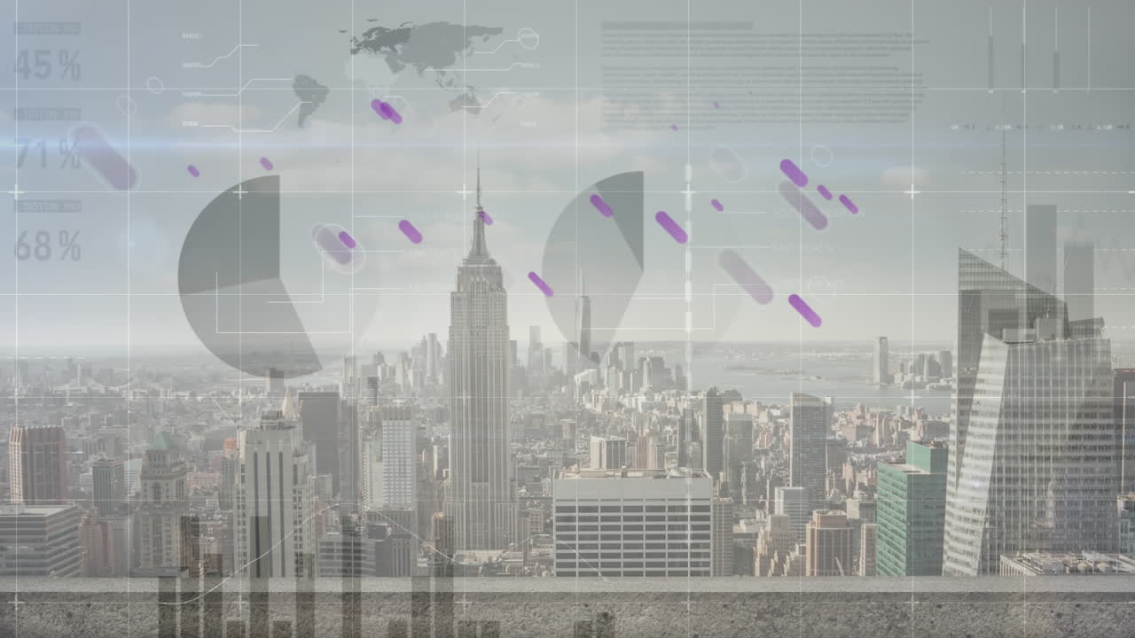 도시 풍경에 대한 데이터 처리와 함께 c 통계의 애니메이션