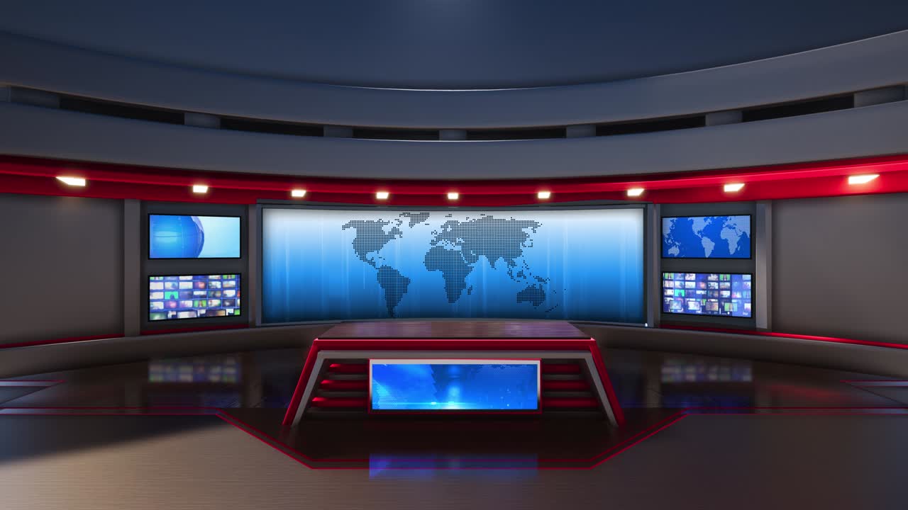 estudio de noticias virtual en 3d con fondo de pantalla verde