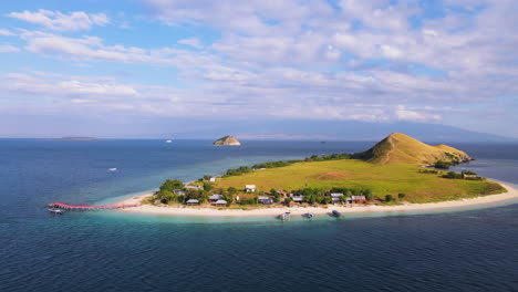 turquoise seascape surrounding kenawa island in sumbawa, indonesia - aerial shot