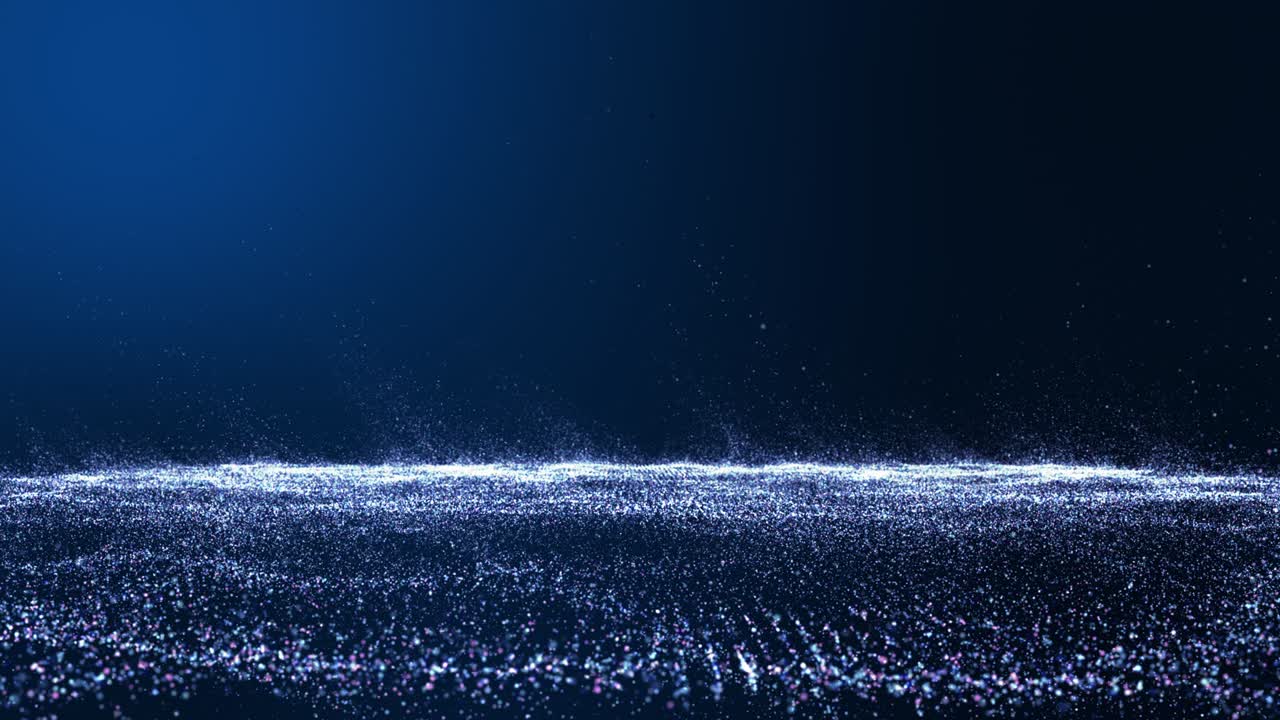 Futuristic flight through a digital line  landscape, Blue dust particle  ,abstract background.