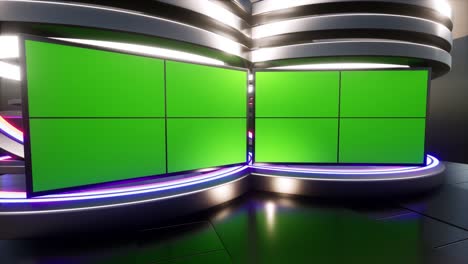 3d virtual tv studio news with neon lights in the background loop