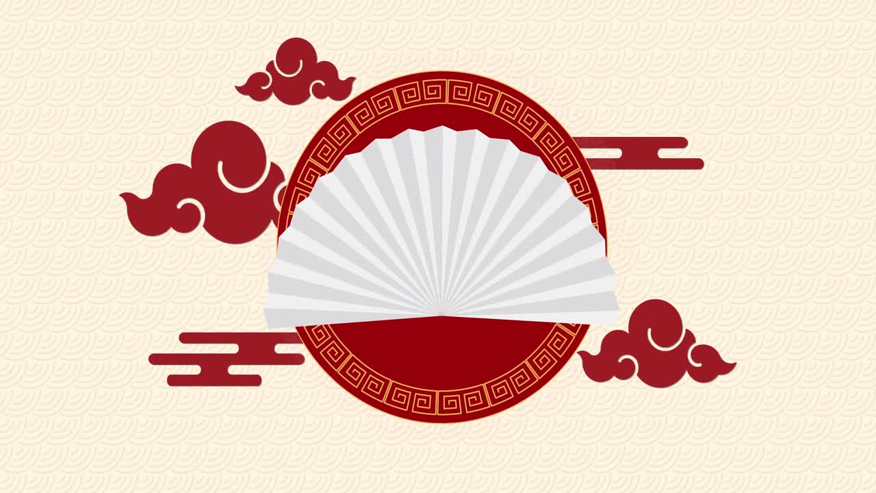 animación del patrón del año nuevo chino en fondo de crema